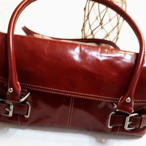 Bass Burgundy Polished Leather Bag Vintage